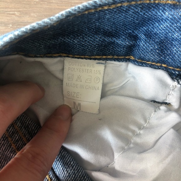 Blue denim jean shorts frayed fringe medium high rise cute jeans ripped - Picture 6 of 8